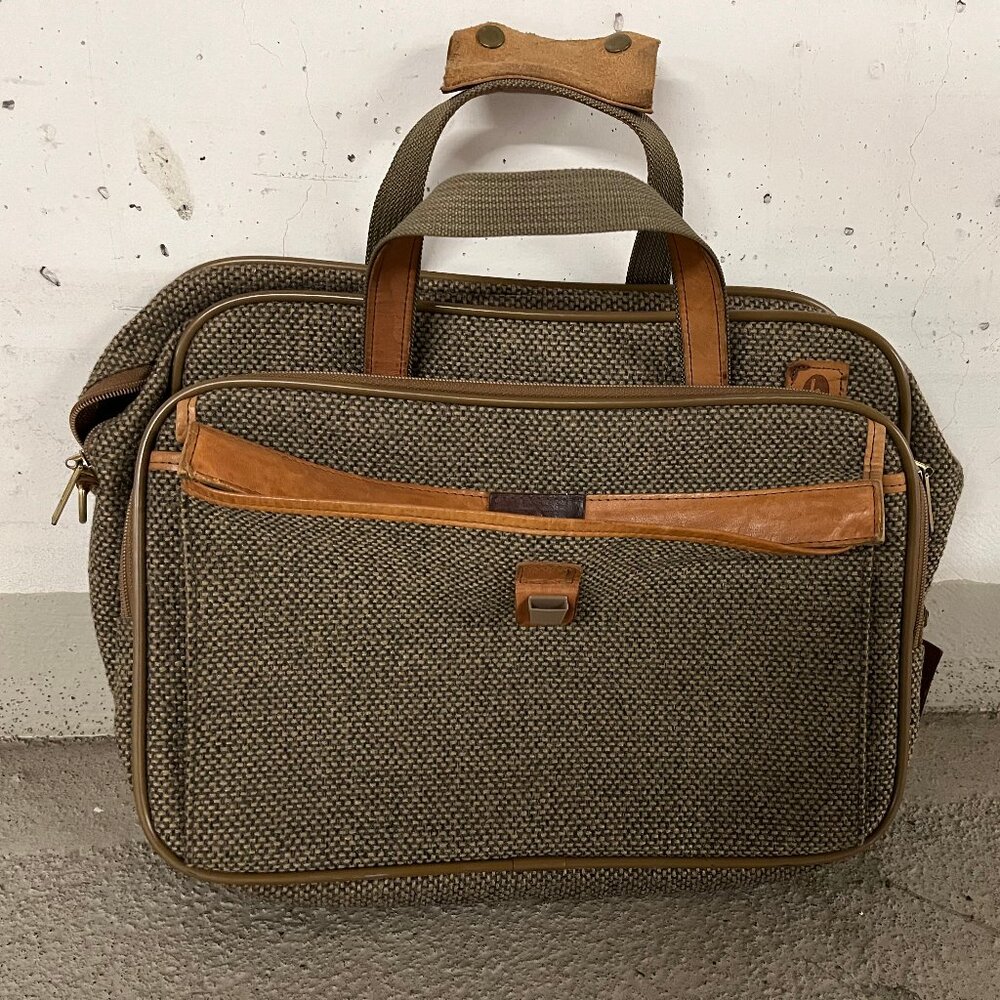 USED- Vintage Hartmann Tweed & Leather Briefcase Computer Carry Bag Luggage
